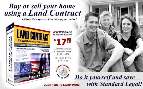 do it yourself Land Contract software from Standard Legal