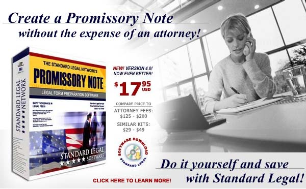 do it yourself Promissory Notes software from Standard Legal