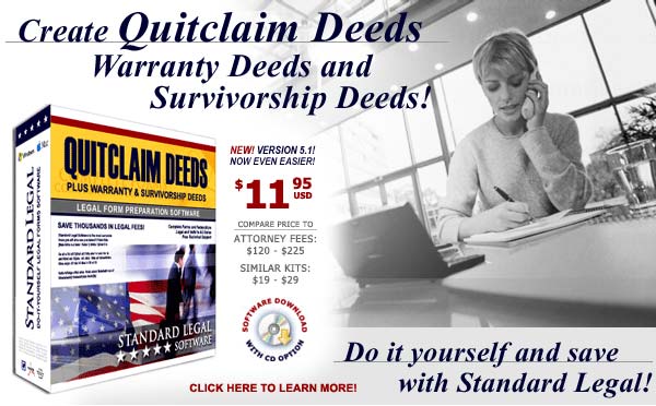 do it yourself Quitclaim Deeds software from Standard Legal